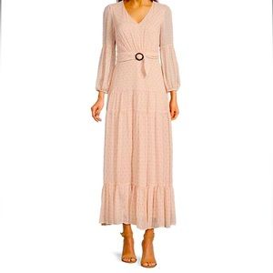 Taylor
Polka Dot Print Sheer 3/4 Sleeve Midi dress